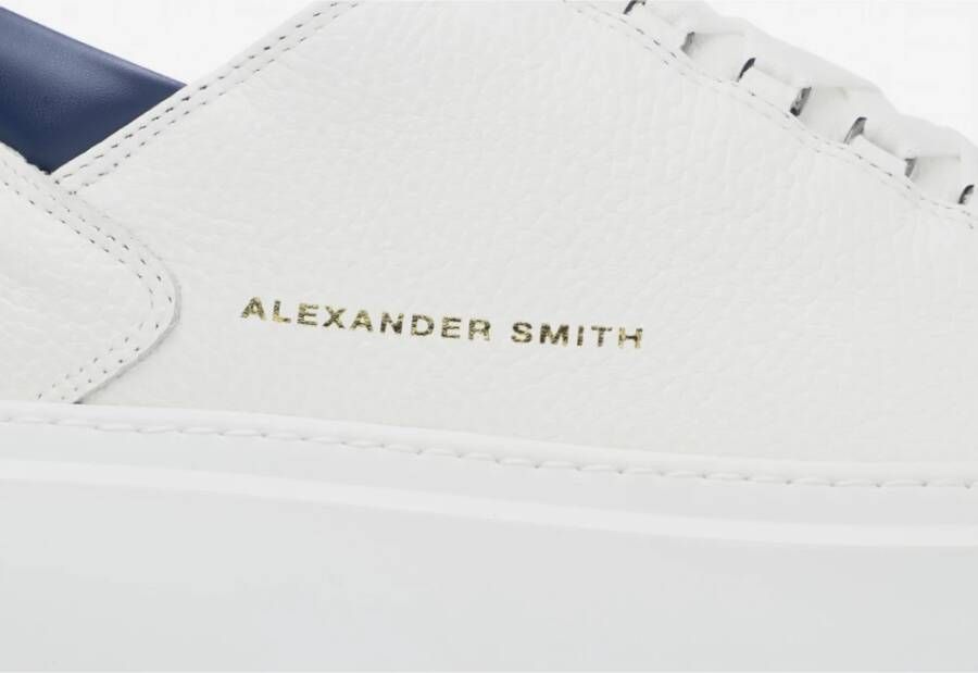 Alexander Smith Wit Blauw Leren Sneakers Wembley Model White Heren