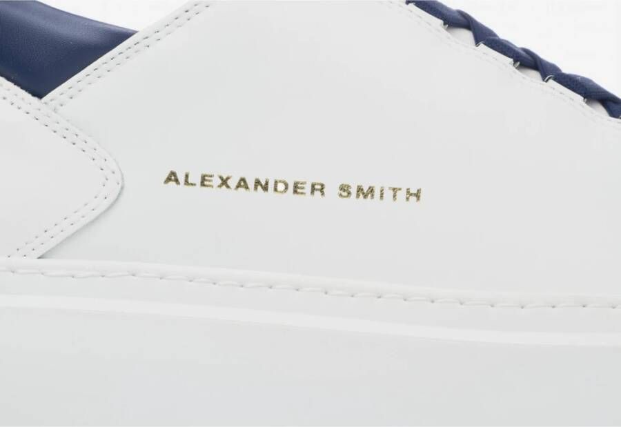 Alexander Smith Wit Blauw Leren Sneakers White Heren