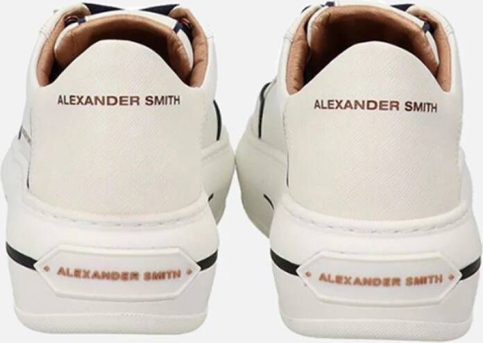 Alexander Smith Witte Blauwe Sneakers met Precieze Details
