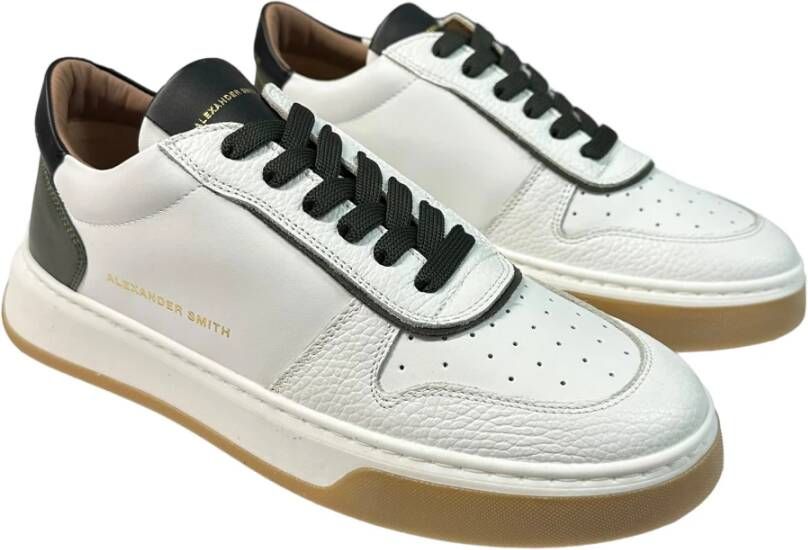 Alexander Smith Witte Groene Sneaker met Pelle Stijl White Heren