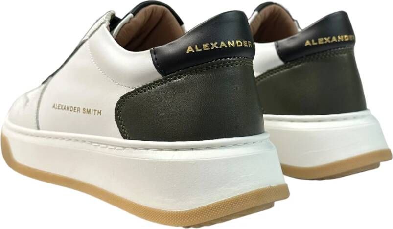 Alexander Smith Witte Groene Sneaker met Pelle Stijl White Heren