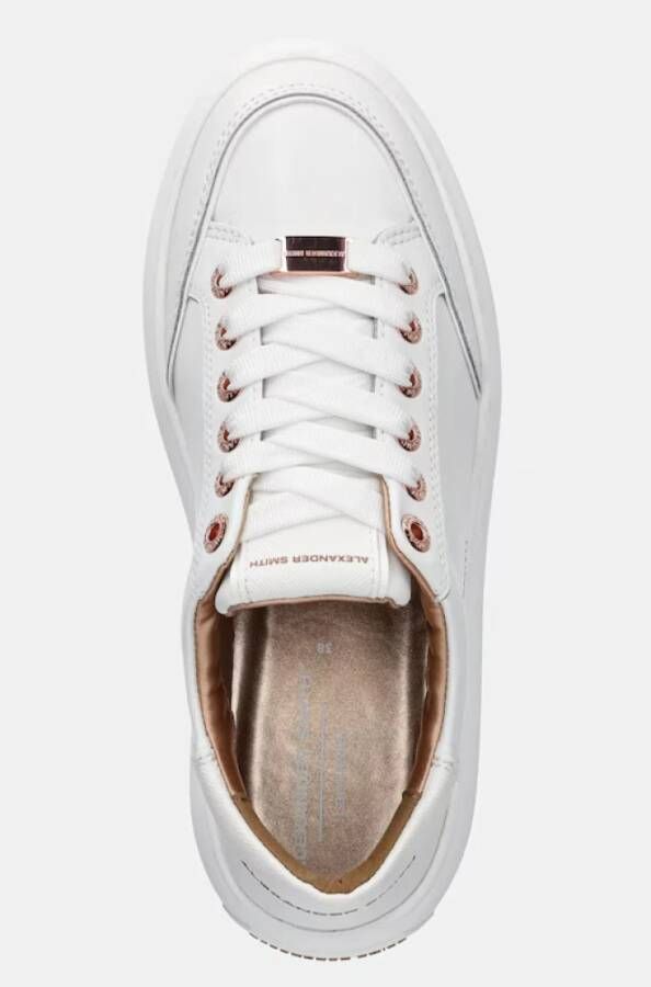 Alexander Smith Witte Leren Plateau Sneakers