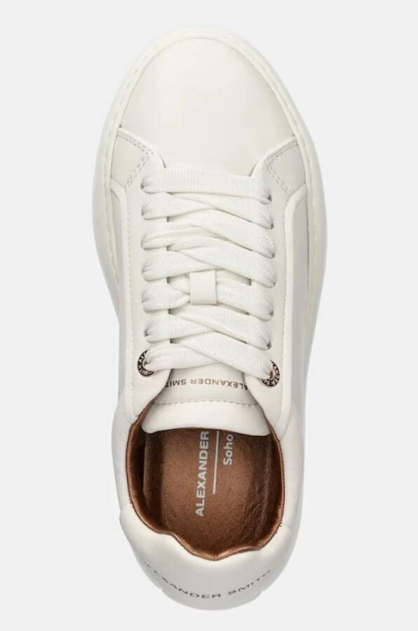 Alexander Smith Witte Leren Plateau Sneakers
