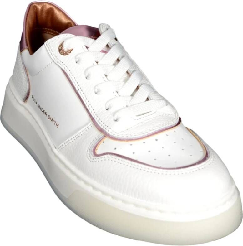 Alexander Smith Witte Roze Sneakers Harrow WRS 1651 White Dames