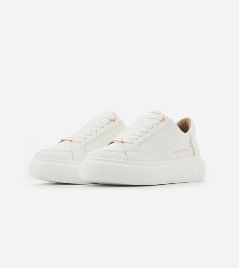 Alexander Smith witte sneakers met roségouden details White Dames