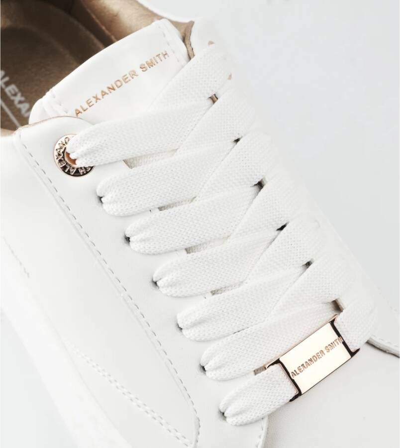 Alexander Smith witte sneakers met roségouden details White Dames