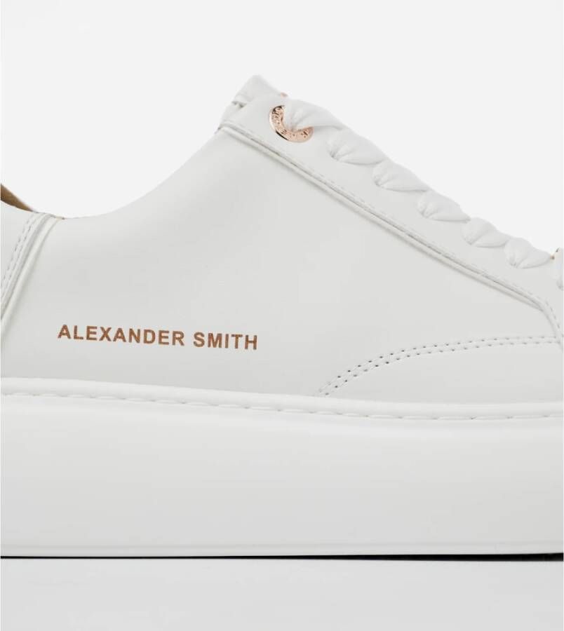 Alexander Smith witte sneakers met roségouden details White Dames