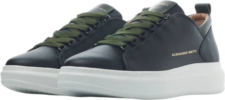 Alexander Smith Zwart Blauw Wembley Man Sneaker Black Heren