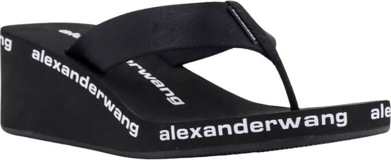 alexander wang Zwarte Sandalen met Logo en Vierkante Neus Black Dames