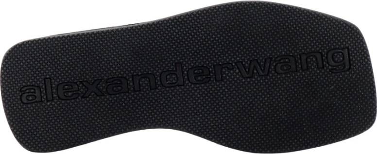 alexander wang Zwarte Sandalen met Logo en Vierkante Neus Black Dames