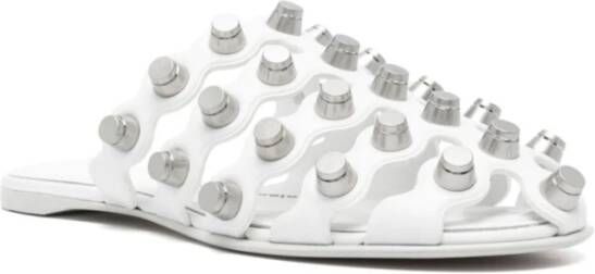 Alexander Wang Witte leren platte sandalen met studs