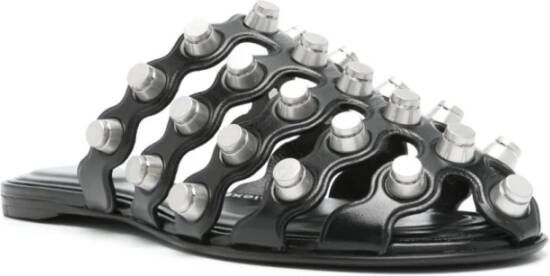 Alexander Wang Zwarte leren platte sandalen met studs