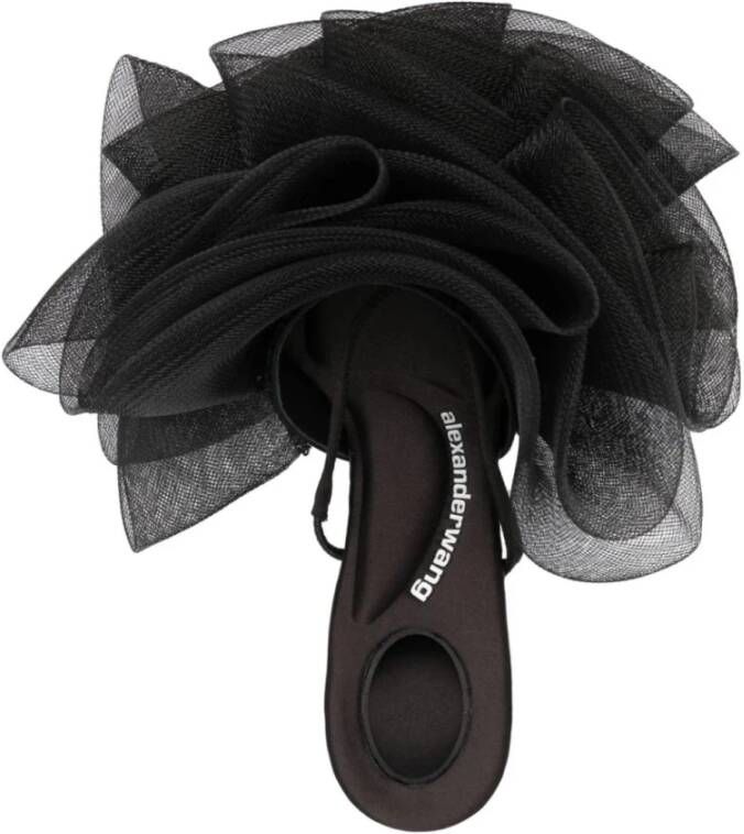 Alexander Wang Zwarte Tule Overlay Stiletto Hak Muiltjes