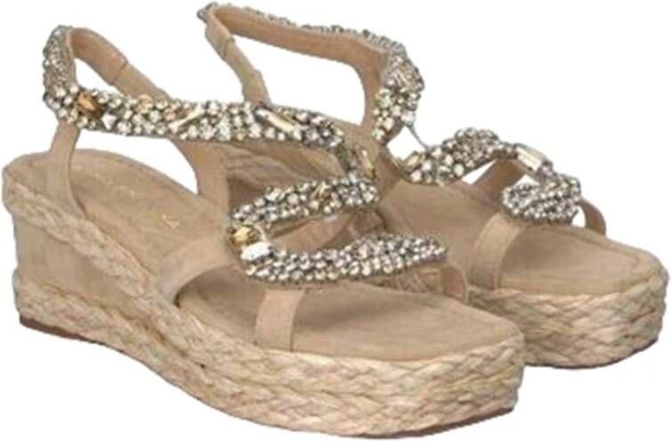 Alma en Pena Beige Casual Damessandalen met Hemp Sole Beige Dames