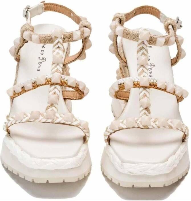 Alma en Pena Casual Witte Leren Dames Sandalen White Dames