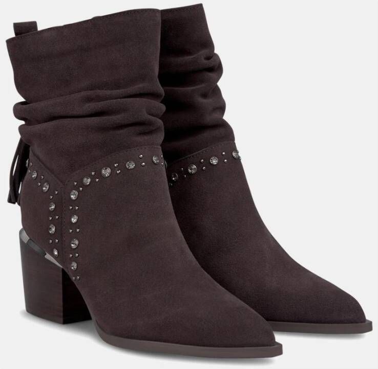 Alma en Pena Enkellaarzen met strass en hakken Brown Dames