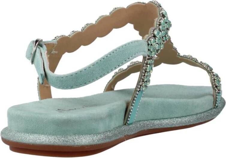 Alma en Pena Geborduurde Platte Sandalen Green Dames