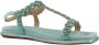 Alma en Pena Geborduurde Platte Sandalen Green Dames - Thumbnail 6