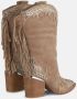 Alma en Pena Fringed Blokhak Laars Beige Dames - Thumbnail 4