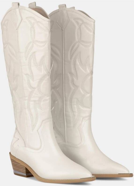 Alma en Pena Geborduurde platte laars White Dames