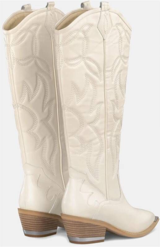 Alma en Pena Geborduurde platte laars White Dames