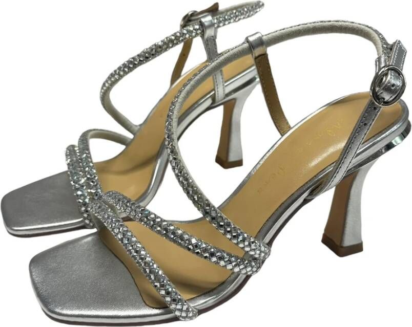 Alma en Pena Gelamineerde leren sandalen 10cm hak Gray Dames