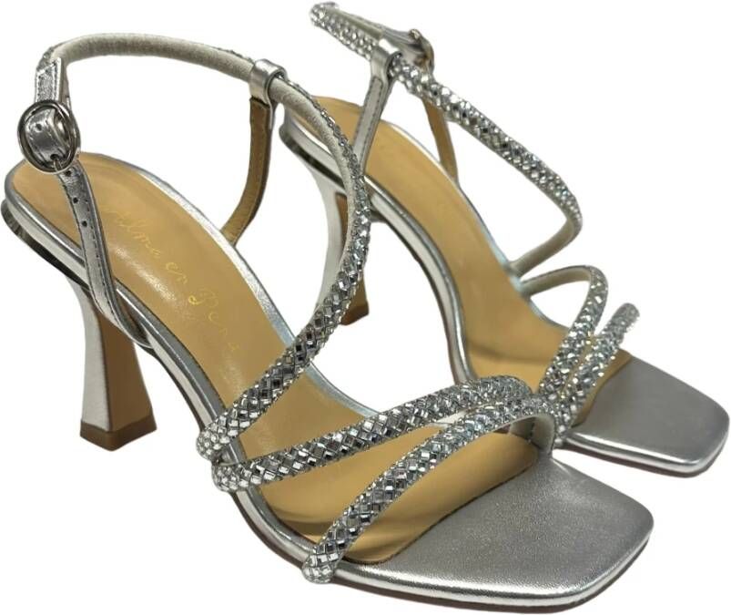 Alma en Pena Gelamineerde leren sandalen 10cm hak Gray Dames