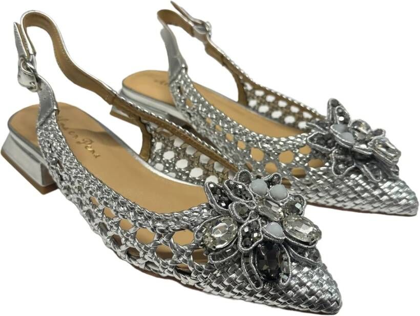 Alma en Pena Gevlochten leren ballerina met 3cm hak Gray Dames