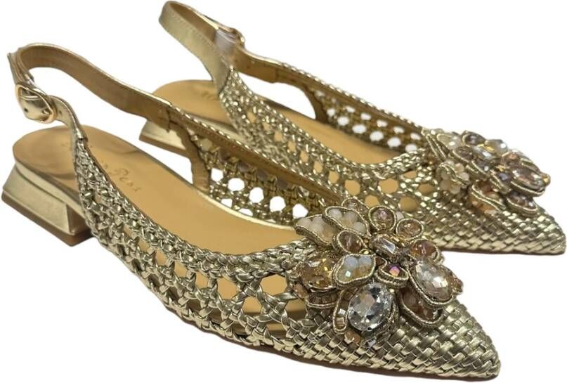 Alma en Pena Gevlochten leren ballerina met 3cm hak Yellow Dames