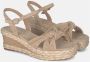 Alma en Pena Gevlochten Sleehak Sandaal Beige Dames - Thumbnail 3