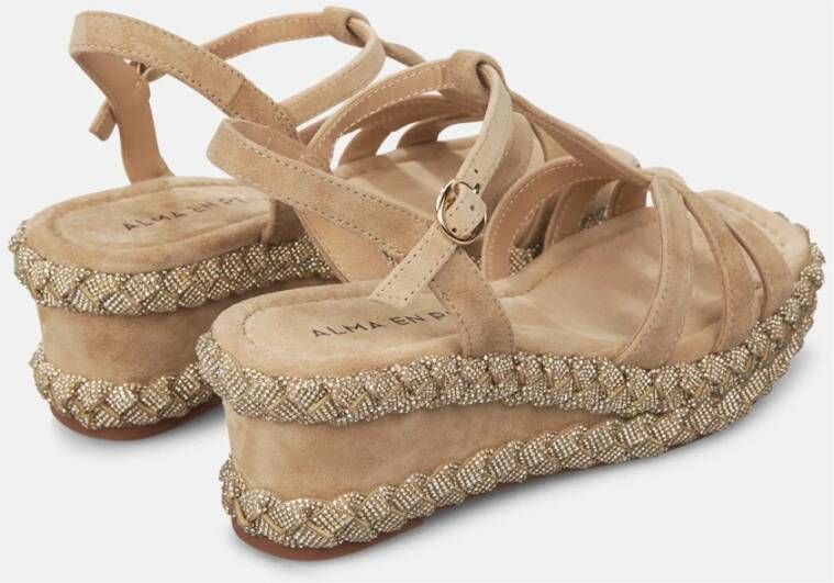 Alma EN Pena Gevlochten sleehak sandaal met strass