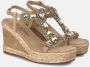 Alma en Pena Geweven sleehak sandaal met versieringen Beige Dames - Thumbnail 9