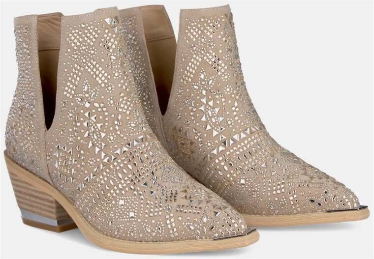 Alma en Pena Glitter Bootie met puntige neus Brown Dames