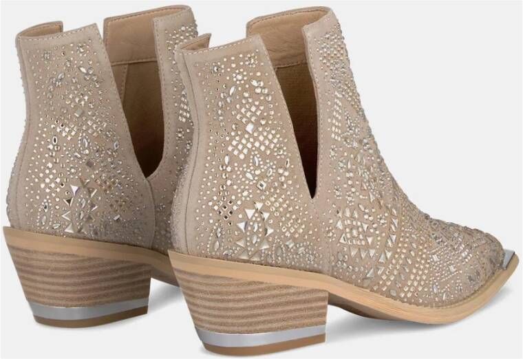 Alma en Pena Glitter Bootie met puntige neus Brown Dames