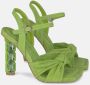 Alma en Pena Kristal Knoop Hak Sandaal Green Dames - Thumbnail 2