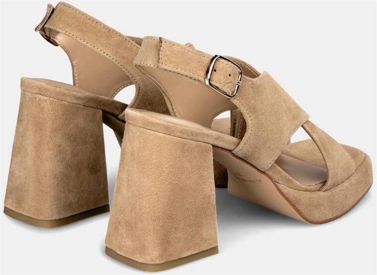 Alma en Pena Kruisband Blokhak Sandaal Brown Dames