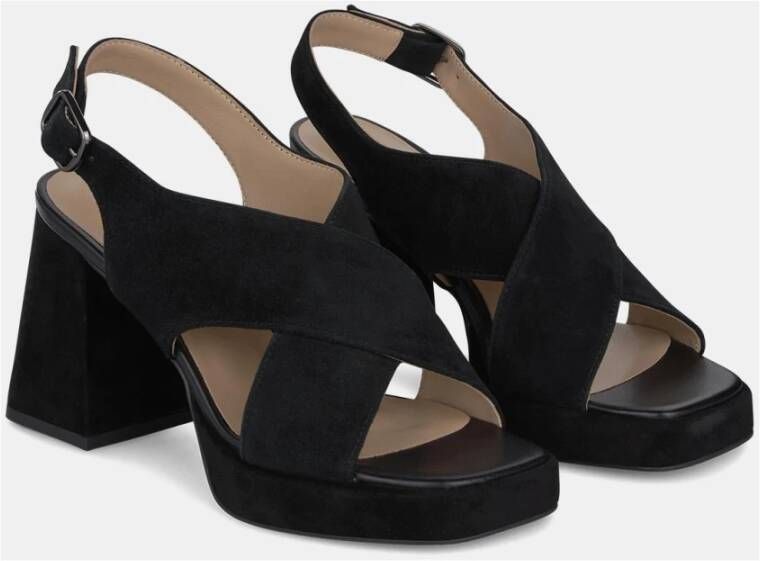 Alma en Pena Kruisband Vierkante Hak Sandaal Black Dames