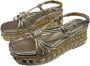 Alma en Pena Leren Hoge Hak Sandalen Rubberen Zool Brown Dames - Thumbnail 2