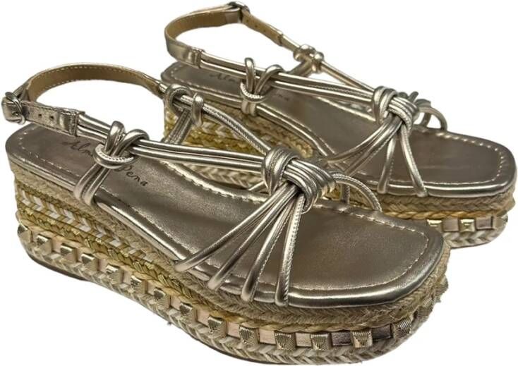 Alma en Pena Leren Hoge Hak Sandalen Rubberen Zool Brown Dames