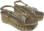 Alma en Pena Leren Hoge Hak Sandalen Rubberen Zool Brown Dames - Thumbnail 3