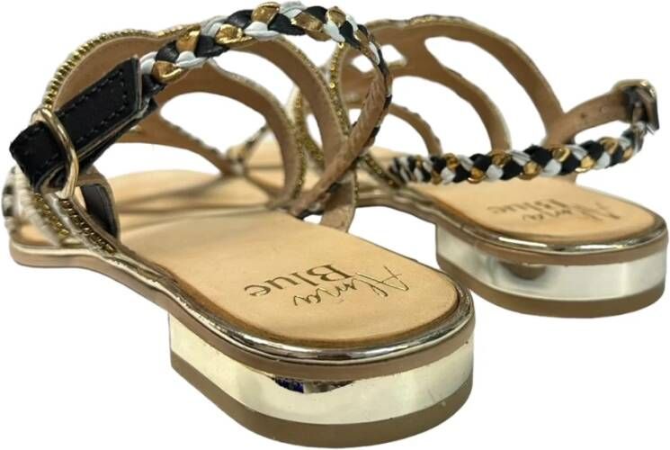 Alma en Pena Leren sandalen met koraalkralen Yellow Dames