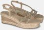 Alma en Pena Multicolor Sleehak Sandaal met Gevlochten Bandjes Beige Dames - Thumbnail 2