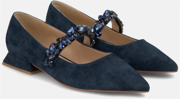 Alma en Pena Platte ballerina schoenen met strass band Blue Dames