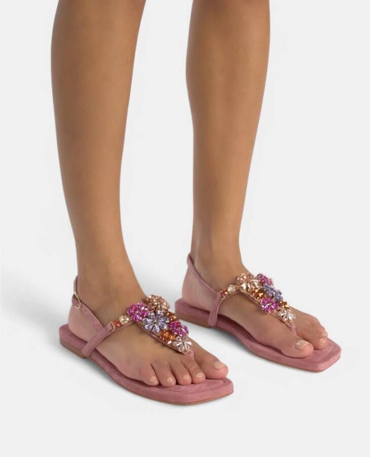 Alma EN Pena Platte teensandaal met strass