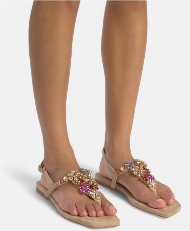 Alma EN Pena Platte teensandaal met strass
