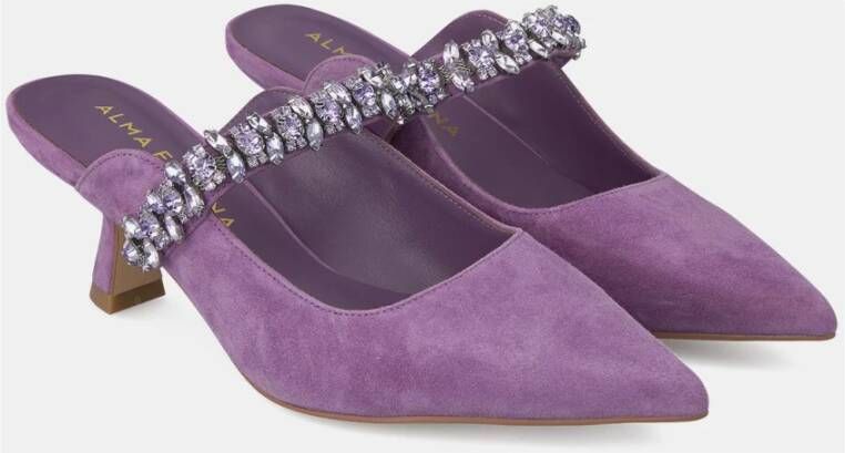 Alma en Pena Puntige Neus Hak Schoen Gesp Sluiting Purple Dames