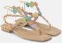 Alma en Pena Rhinestone Enkelband Platte Sandalen Beige Dames - Thumbnail 3
