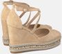 Alma en Pena Rhinestone Sleehak Sandaal Beige Dames - Thumbnail 3