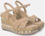 Alma en Pena Rhinestone Sleehak Sandaal met Vlecht Detail Beige Dames - Thumbnail 3