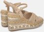 Alma en Pena Rhinestone Sleehak Sandaal met Vlecht Detail Beige Dames - Thumbnail 4